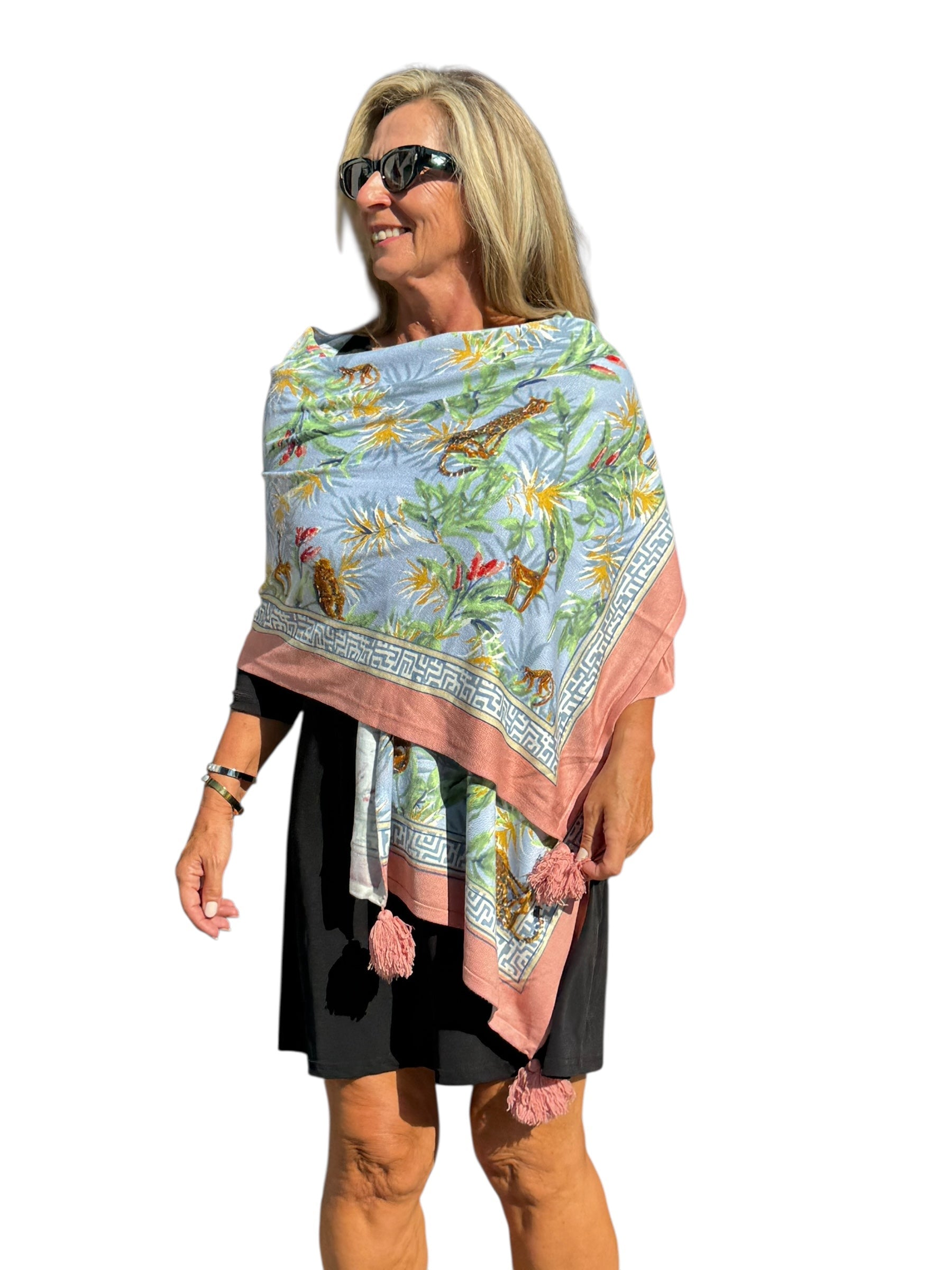 Soft Knit Scarf Wildlife Light Blue - Back of the Bay Boutique