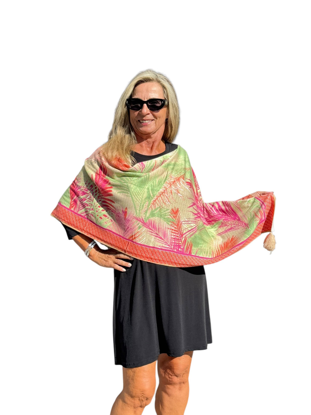 Soft Knit Poncho Bali Natural Multi - Back of the Bay Boutique