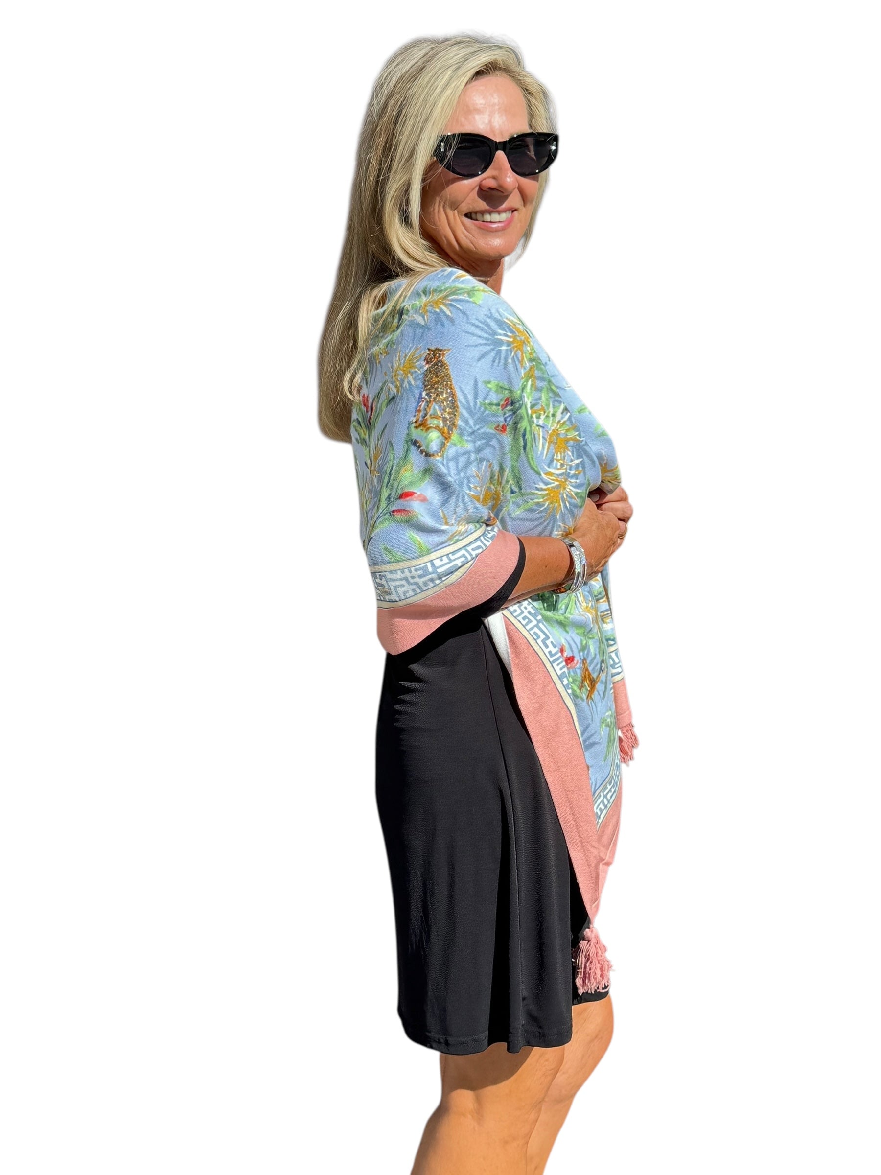Soft Knit Scarf Wildlife Light Blue - Back of the Bay Boutique