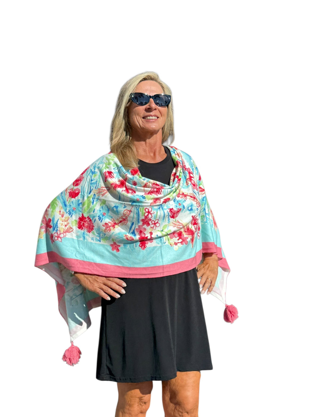 Soft Knit Poncho Wild Flower Multi - Back of the Bay Boutique
