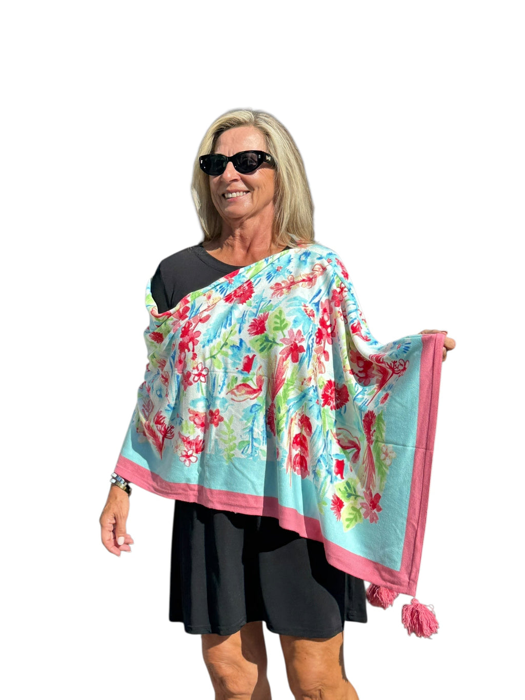Soft Knit Poncho Wild Flower Multi - Back of the Bay Boutique