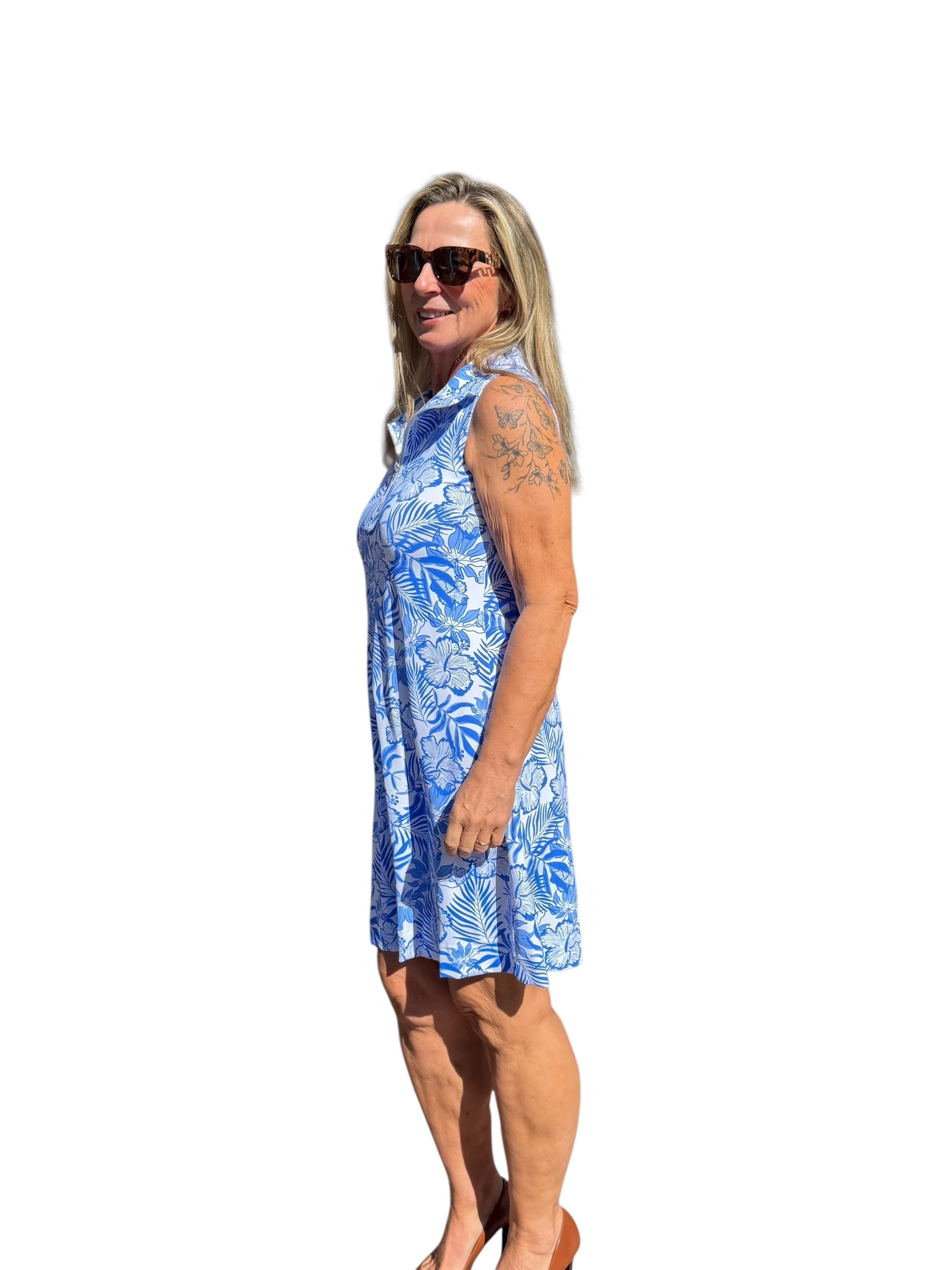 Zipper Swing Dress with UPF50+ Summer Breeze Blue - Back of the Bay Boutique
