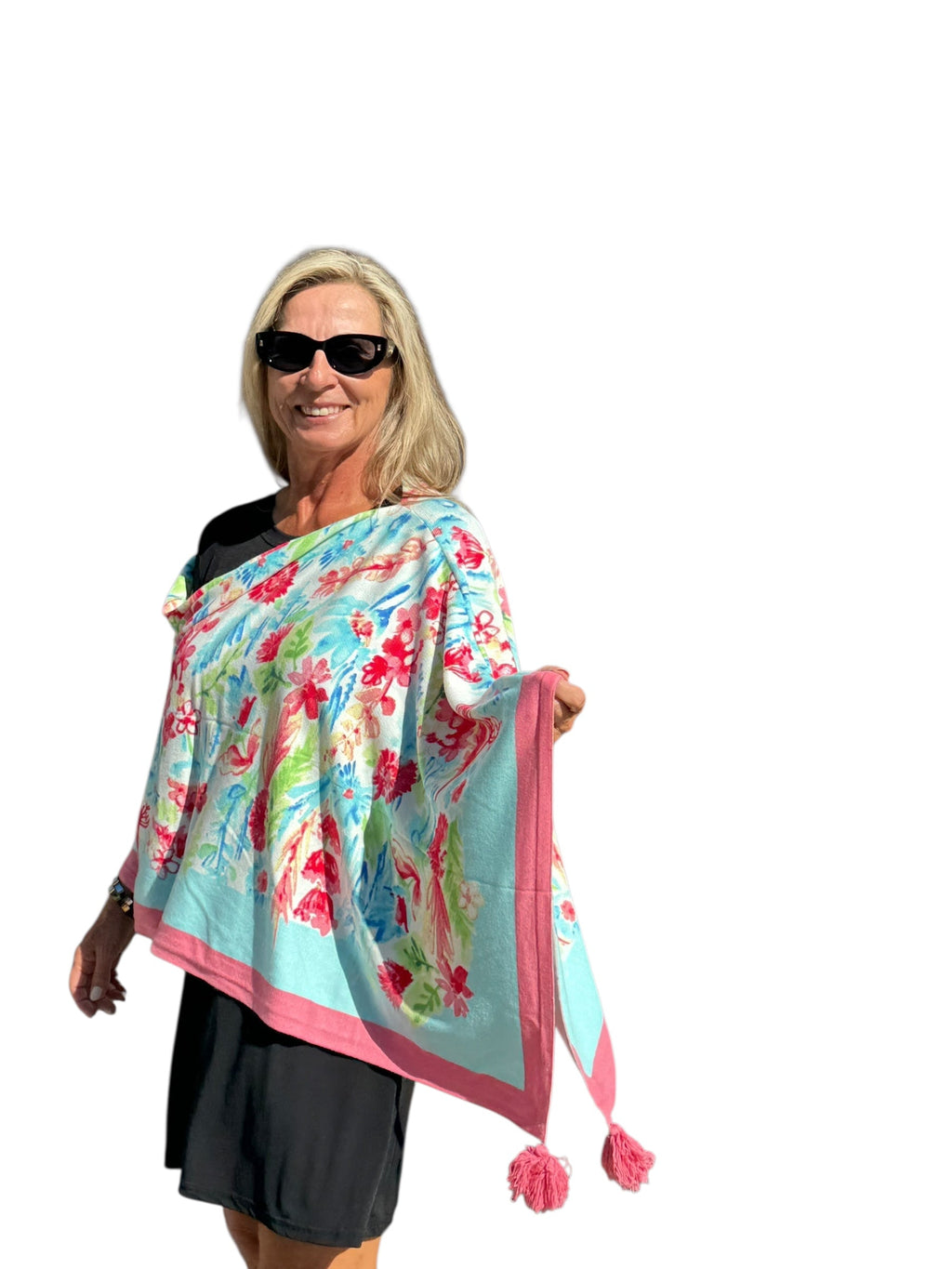 Soft Knit Poncho Wild Flower Multi - Back of the Bay Boutique