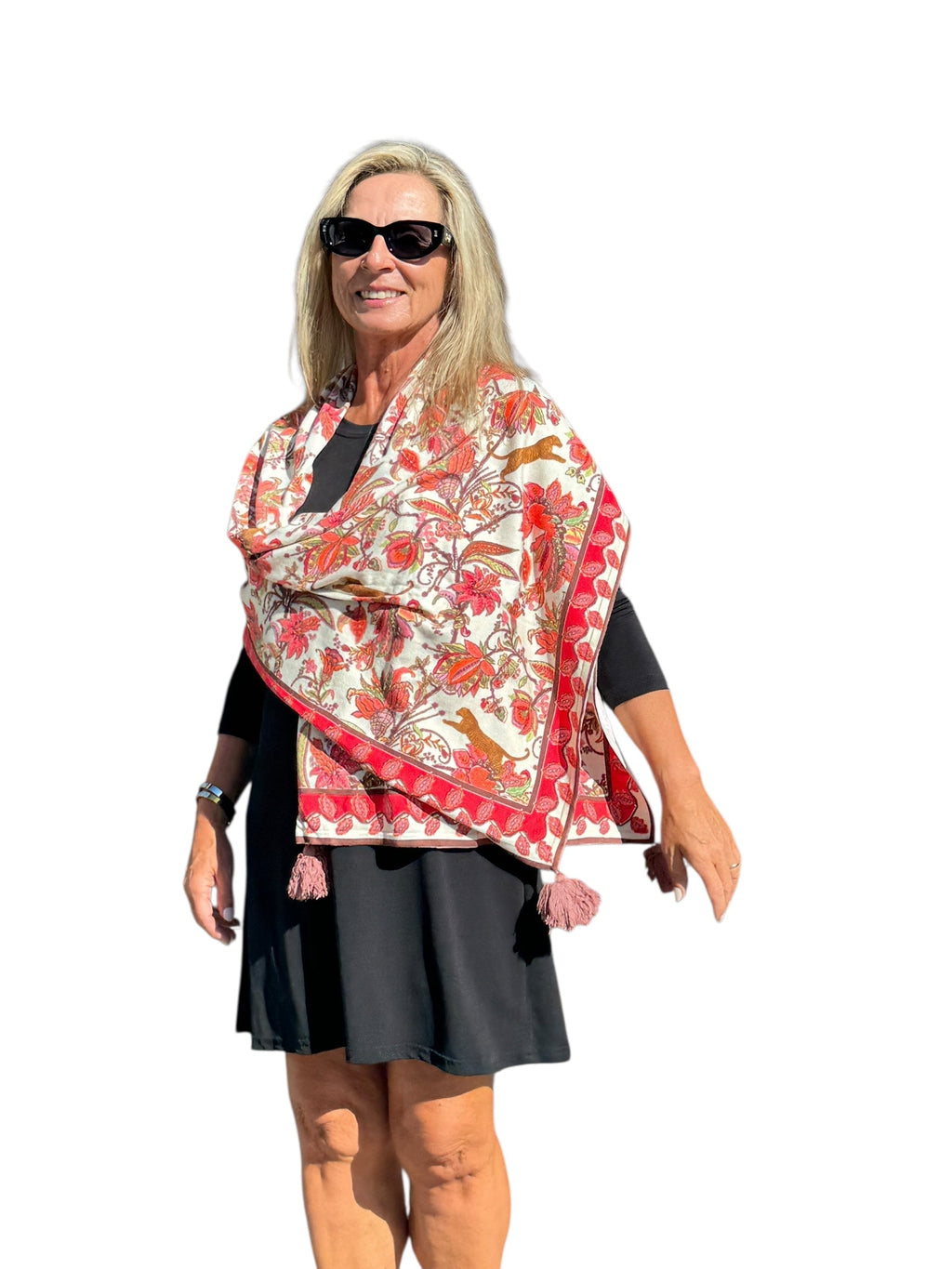 Soft Knit Scarf Jungle Jaguar Ivory/Coral - Back of the Bay Boutique