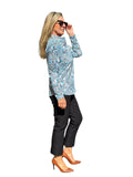 High Zip - Neck Long Sleeve Top with UPF50+ Ocean Shells Black - Back of the Bay Boutique