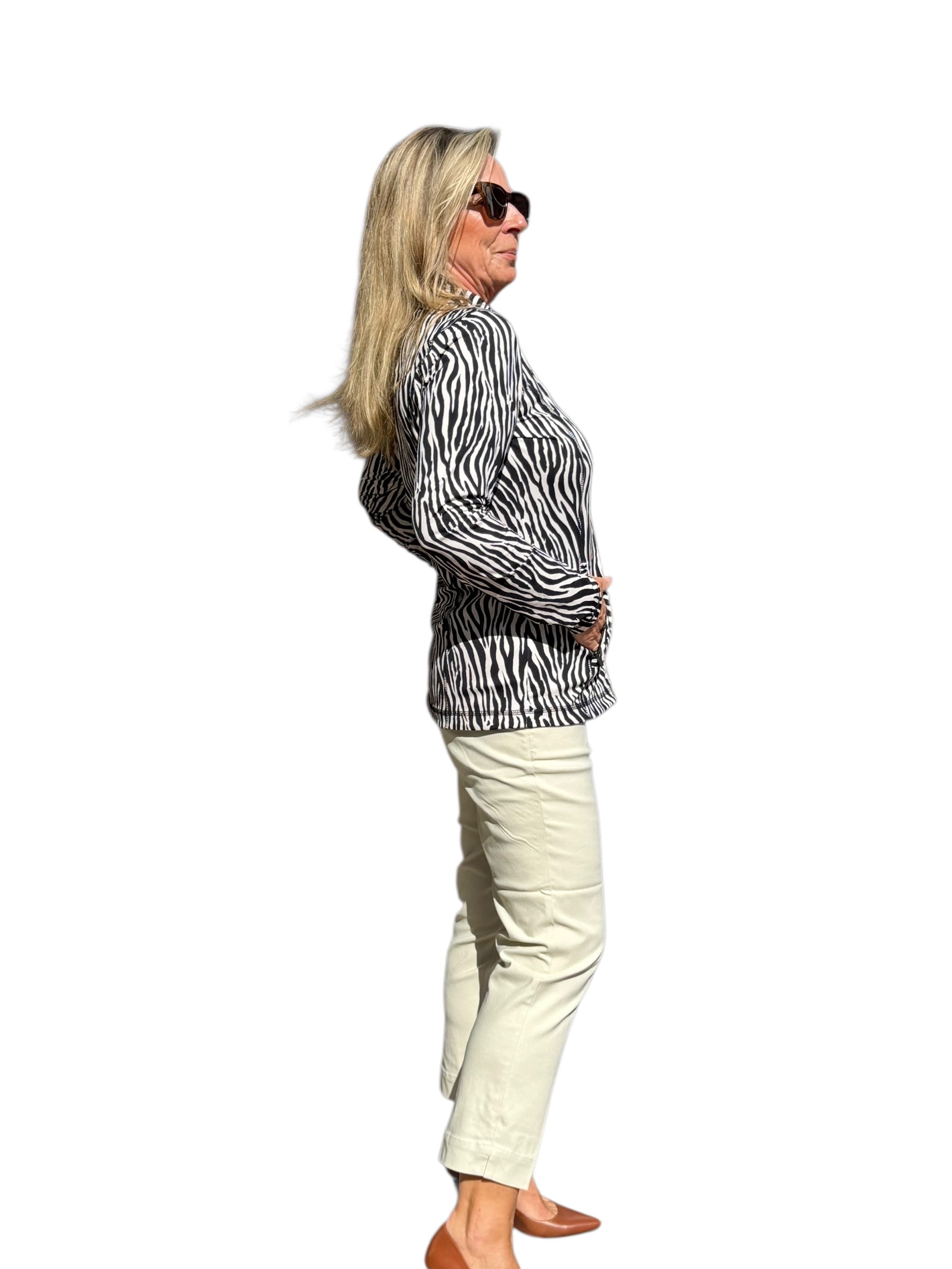 Zip - Up Long Sleeve Jacket with UPF50+ Black Safari - Back of the Bay Boutique