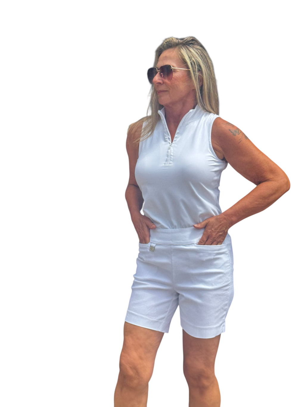 6" Inseam Pull-on Stretch Shorts White