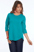 Zofi 3/4 Sleeve Top Teal - Back of the Bay Boutique