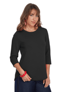 Zofi 3/4 Sleeve Top Black - Back of the Bay Boutique