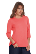 Zofi 3/4 Sleeve Top Coral - Back of the Bay Boutique