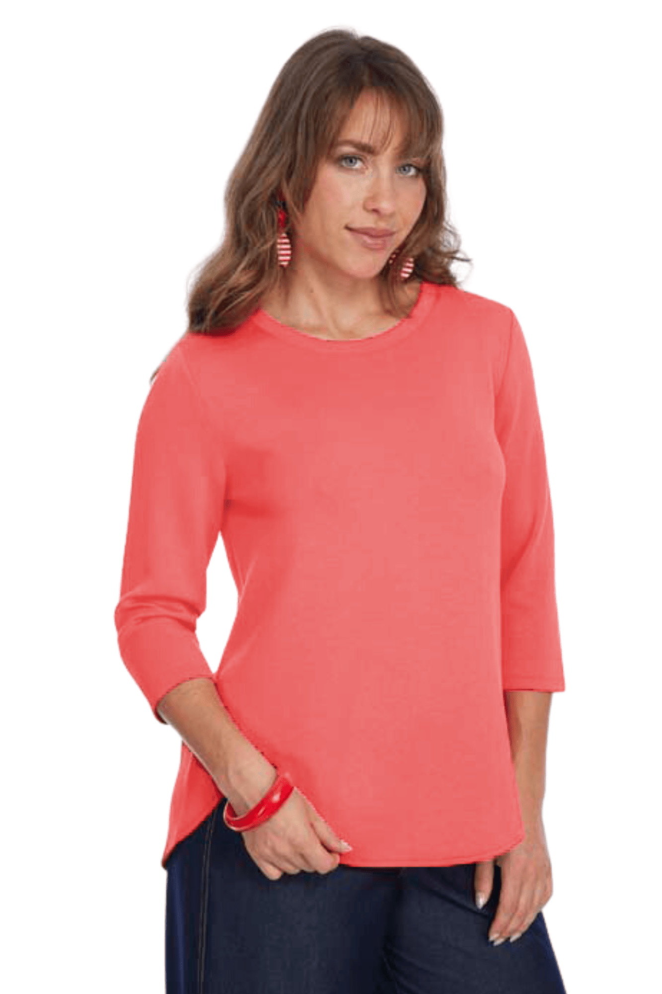 Zofi 3/4 Sleeve Top Coral - Back of the Bay Boutique