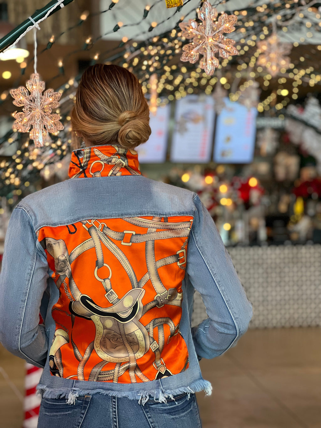 The Light Denim Jacket / Orange Equestrian - Back of the Bay Boutique