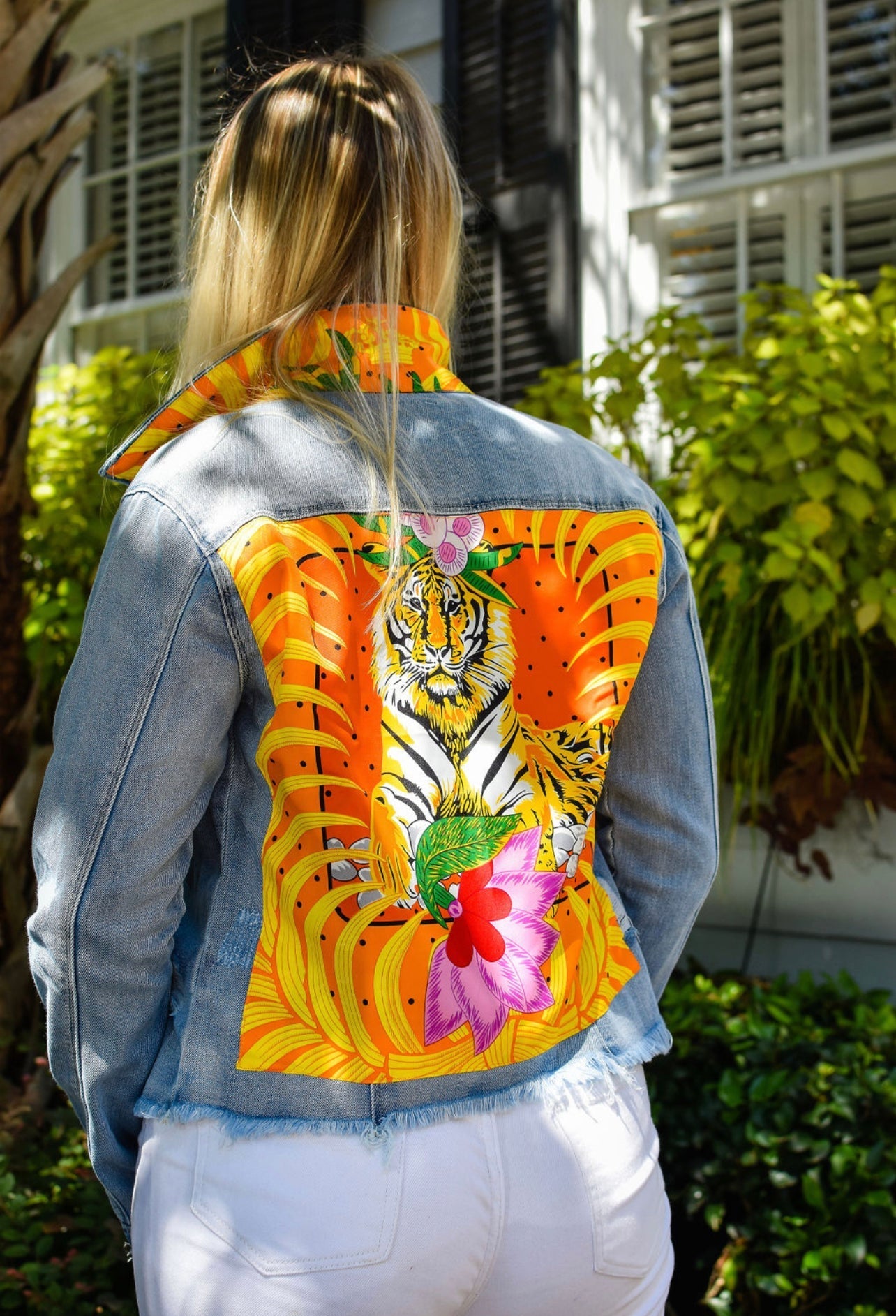 The Light Denim Jacket / Orange Tiger - Back of the Bay Boutique