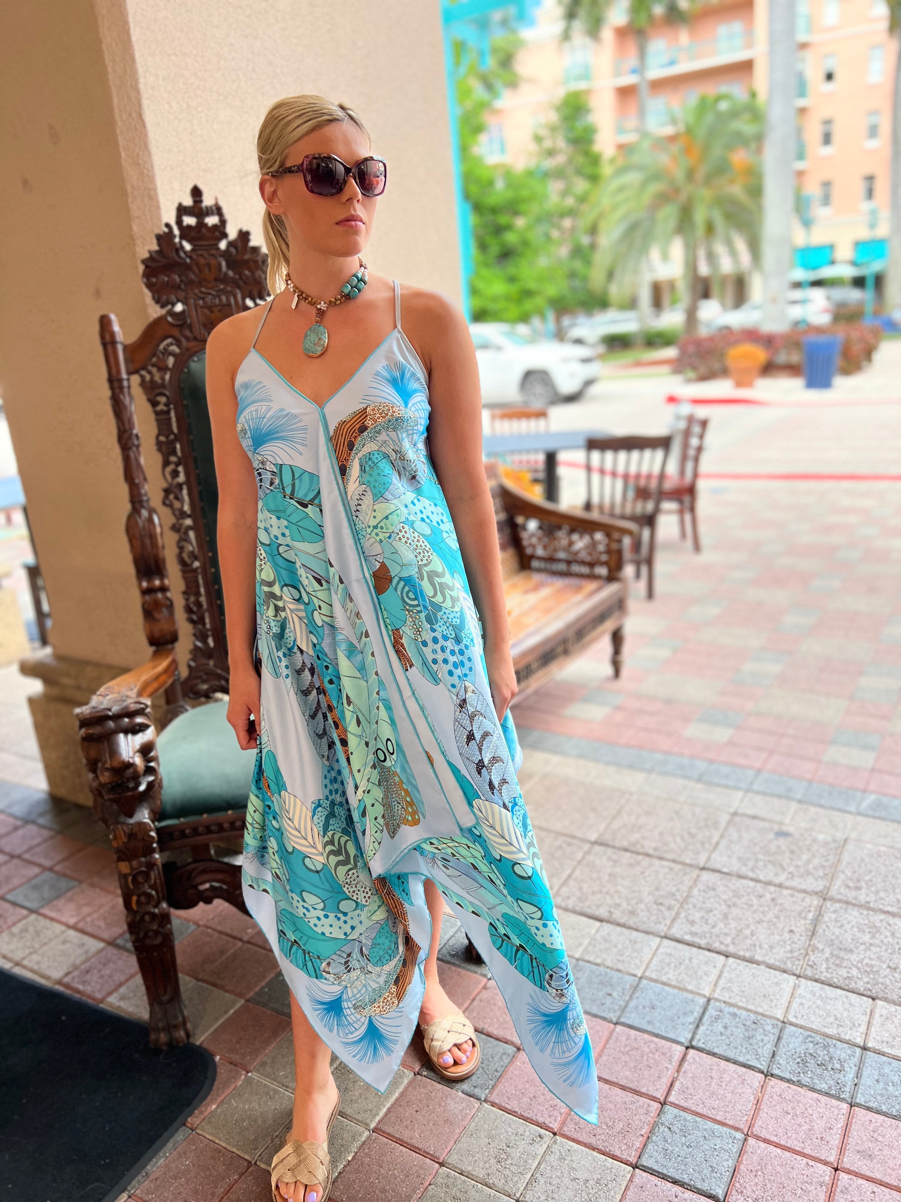 Silk Dress / Sky Blue - Back of the Bay Boutique