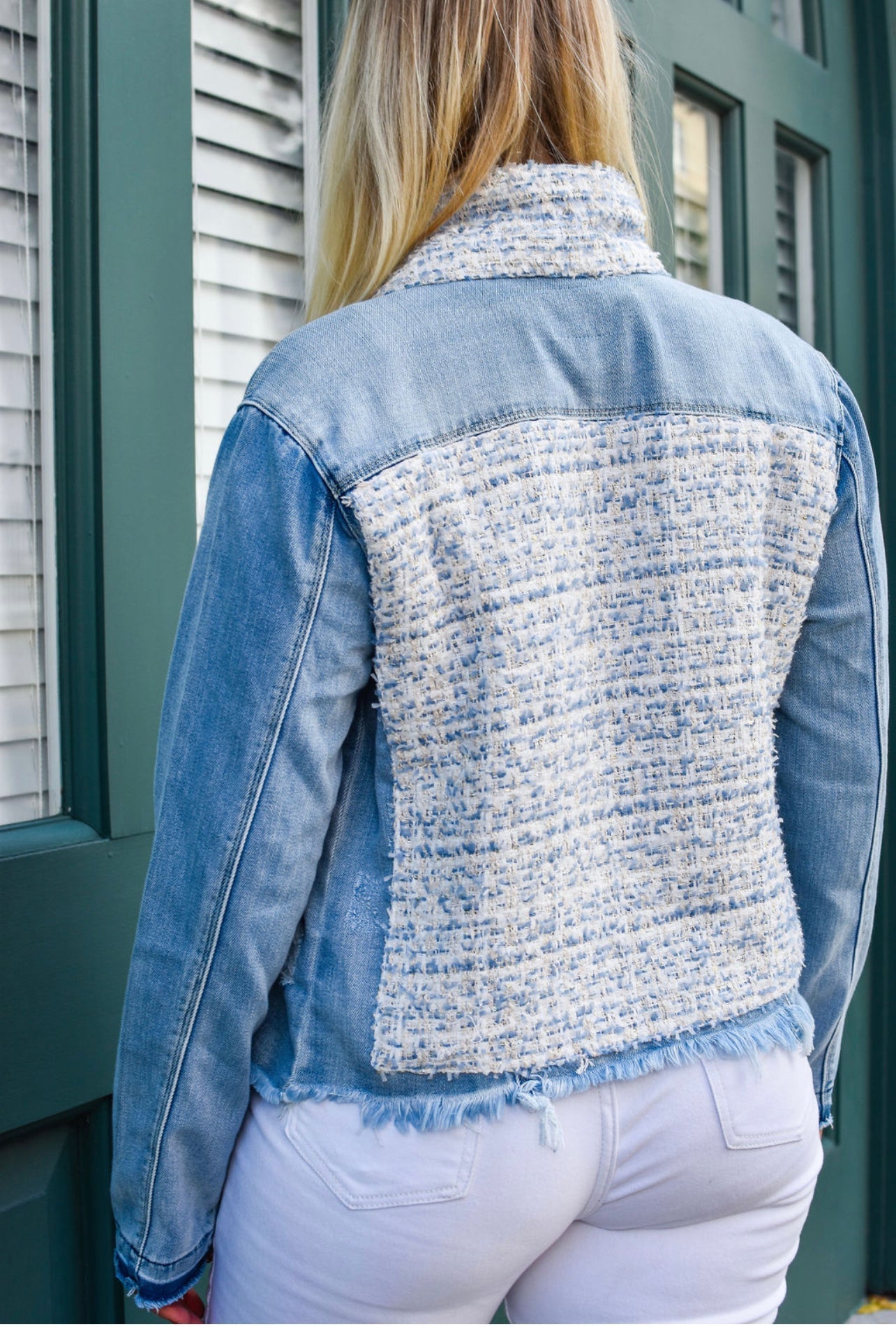 The Light Denim Jacket / Tweed Blue - Back of the Bay Boutique
