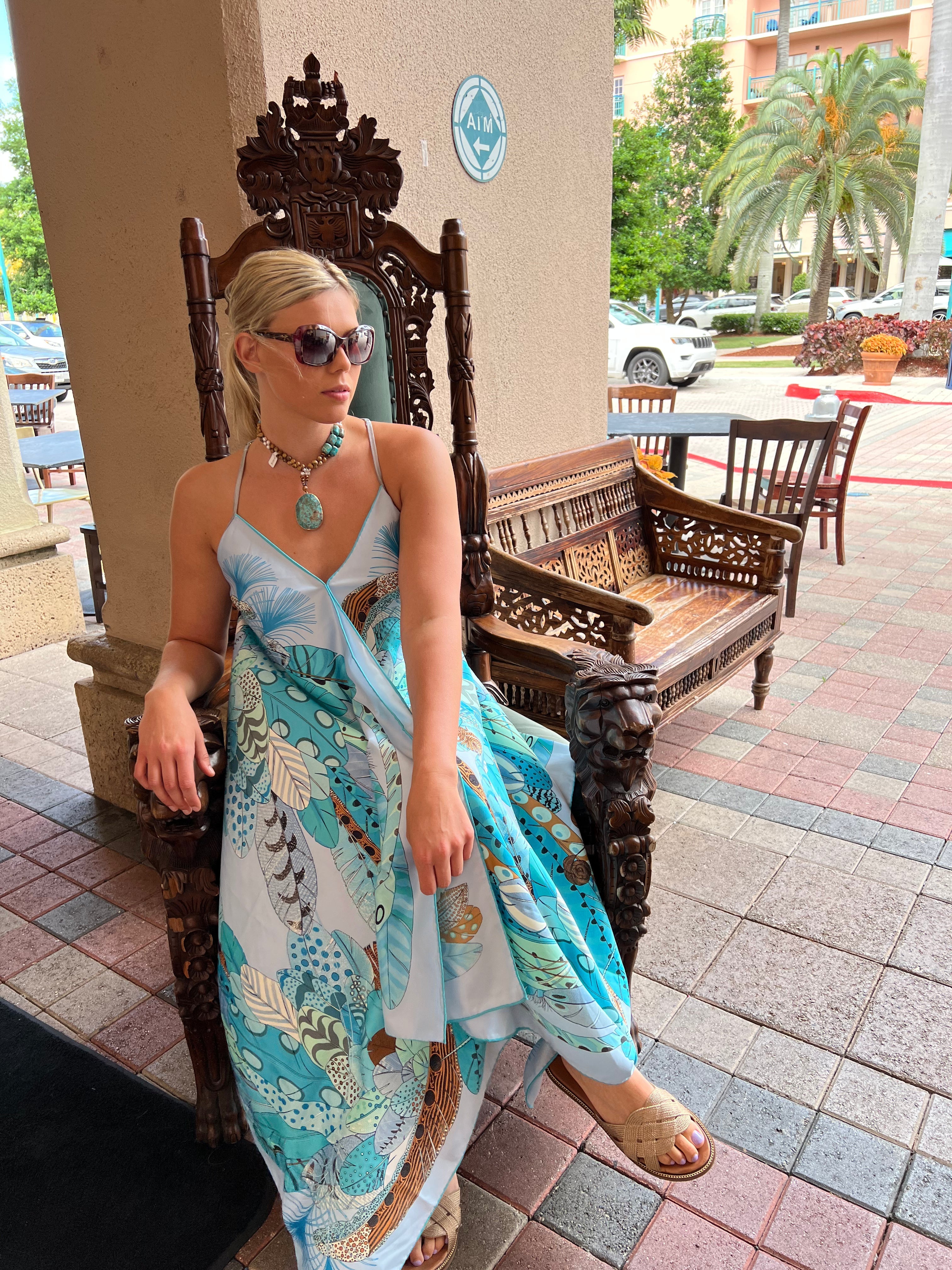 Silk Dress / Sky Blue - Back of the Bay Boutique