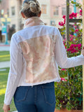 The White Denim Jacket / Pink Shimmer - Back of the Bay Boutique