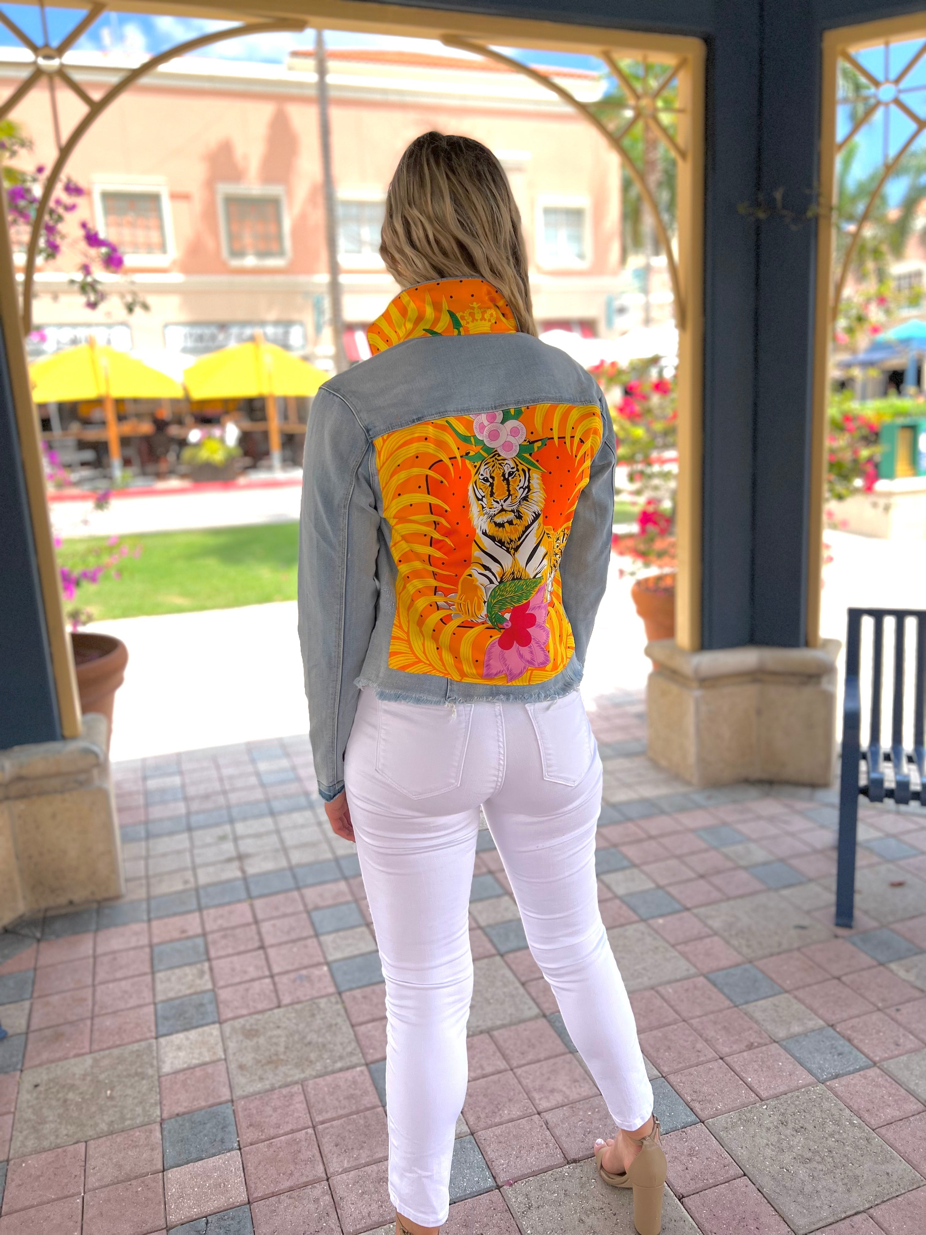 The Light Denim Jacket / Orange Tiger - Back of the Bay Boutique