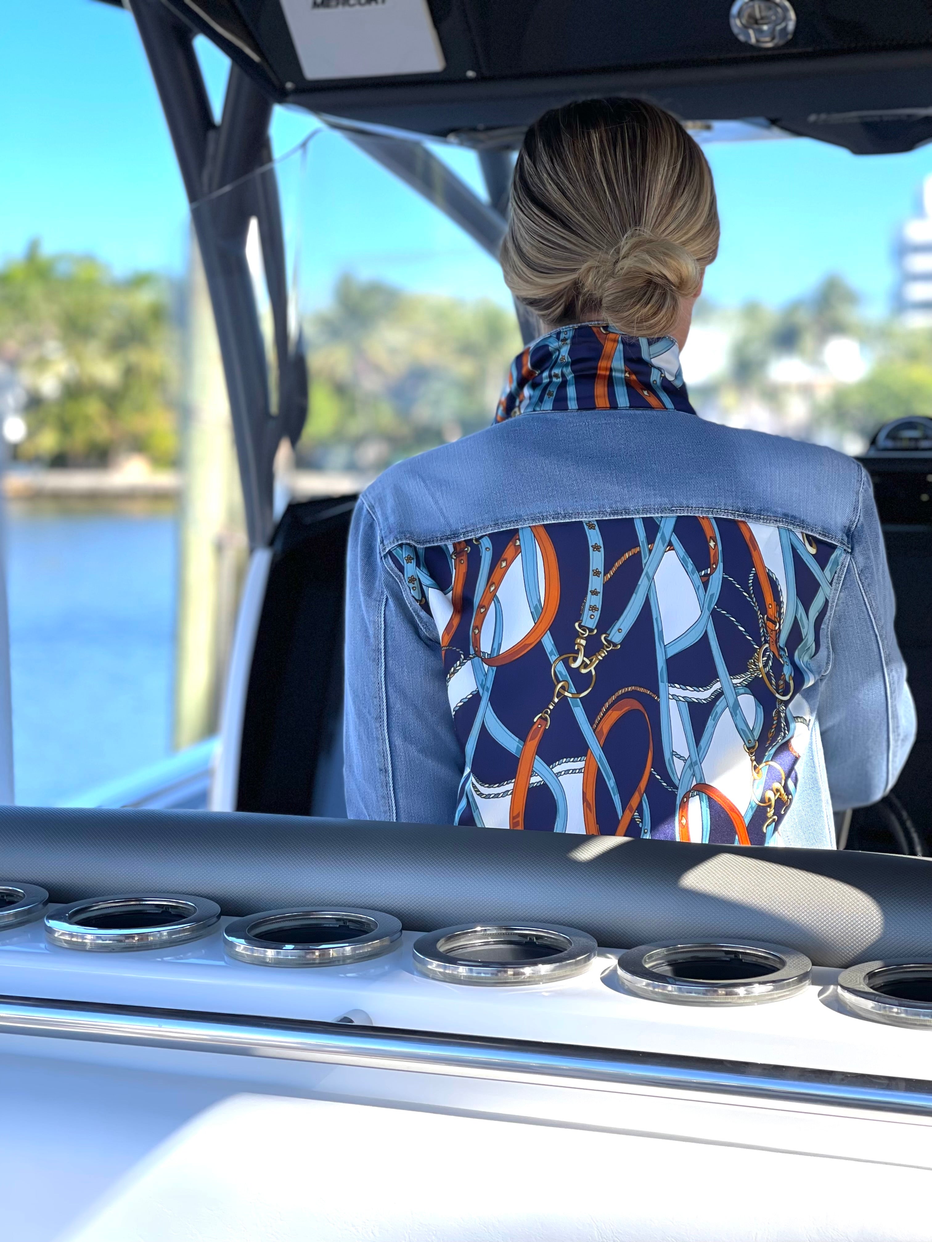 The Light Denim Jacket / Navy Straps - Back of the Bay Boutique
