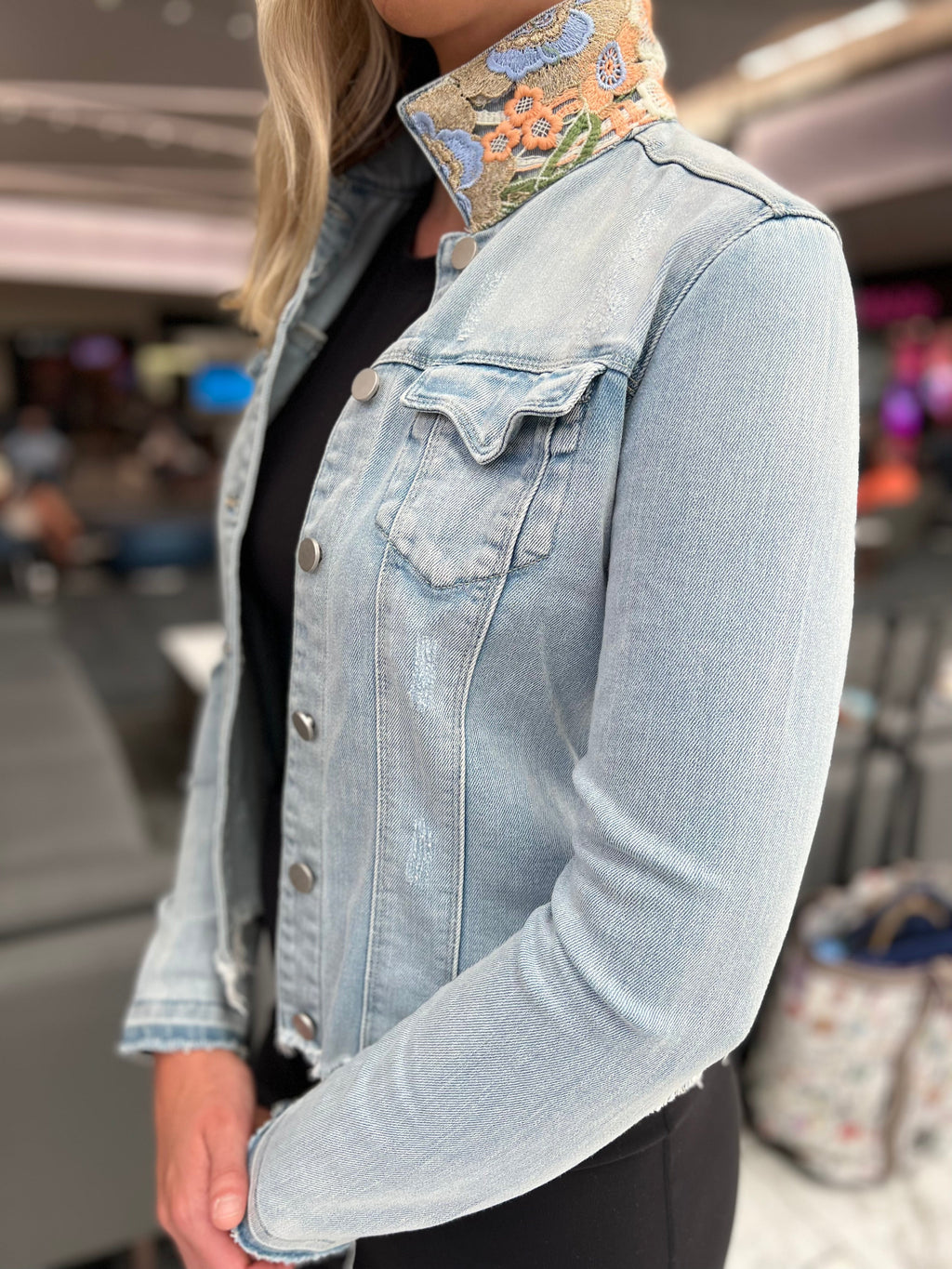 The Light Denim Jacket / Lavish Lace - Back of the Bay Boutique