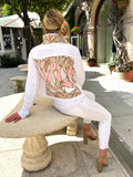 The White Denim Jacket / Pink Makes Me Happy - Back of the Bay Boutique