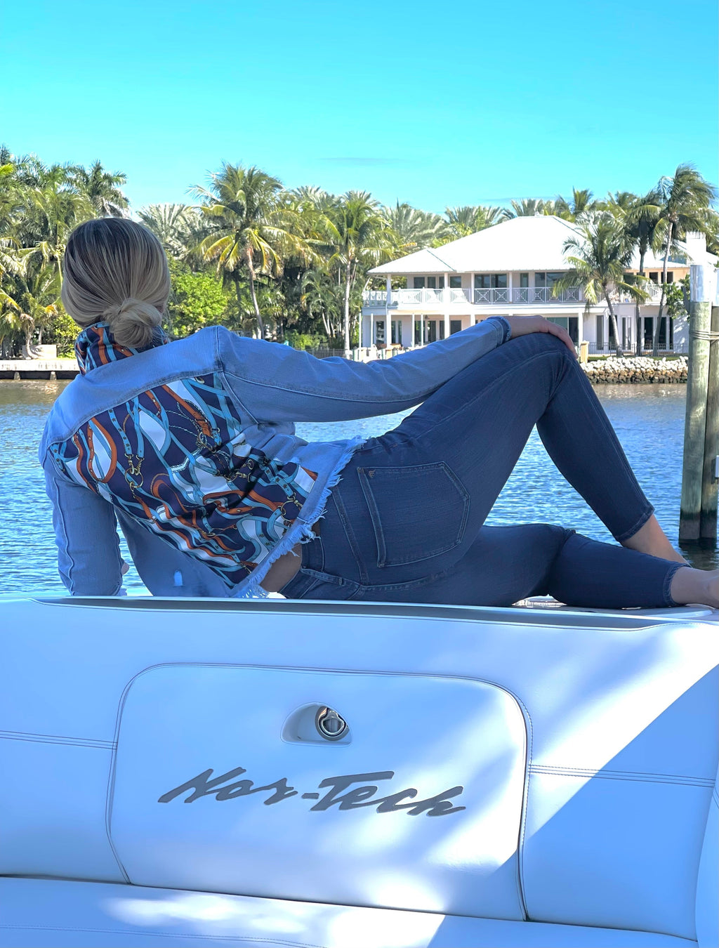 The Light Denim Jacket / Navy Straps - Back of the Bay Boutique