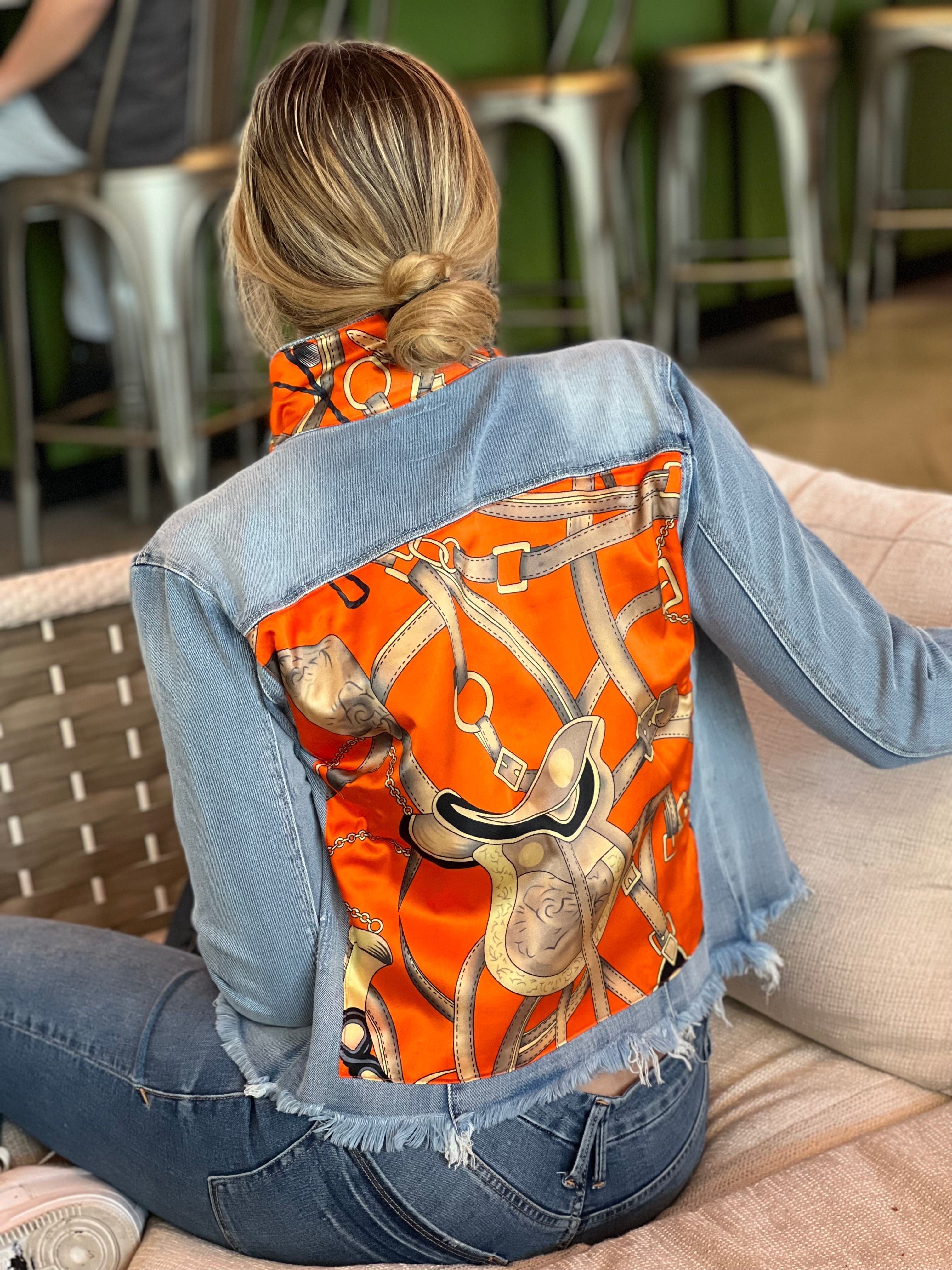 The Light Denim Jacket / Orange Equestrian - Back of the Bay Boutique