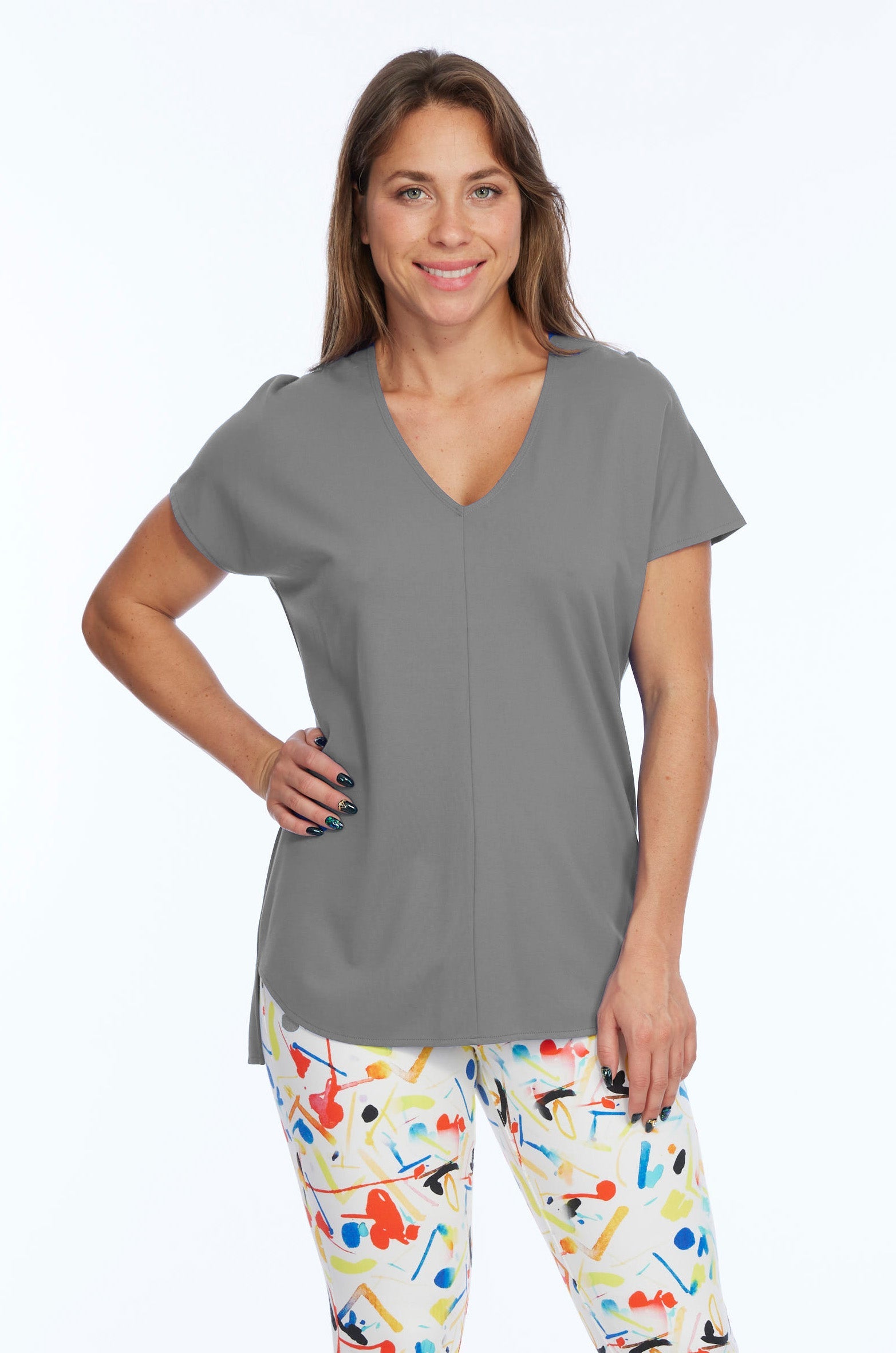 Zoe Short Sleeve Top Smoke - Back of the Bay Boutique