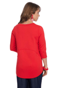 Zofi 3/4 Sleeve Top Red - Back of the Bay Boutique