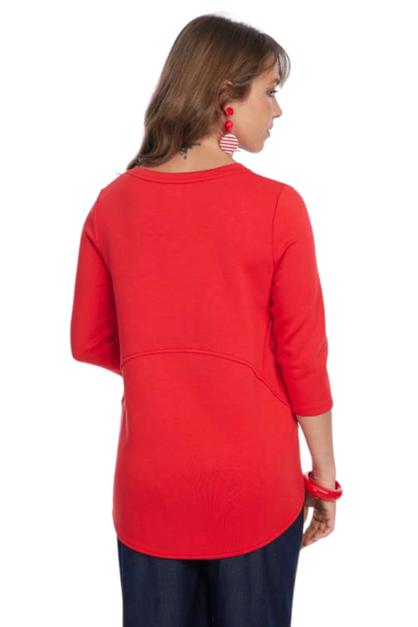 Zofi 3/4 Sleeve Top Red - Back of the Bay Boutique
